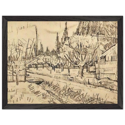 Orchard Surrounded by Cypresses by Vincent van Gogh — Framed art print at Zephyeer