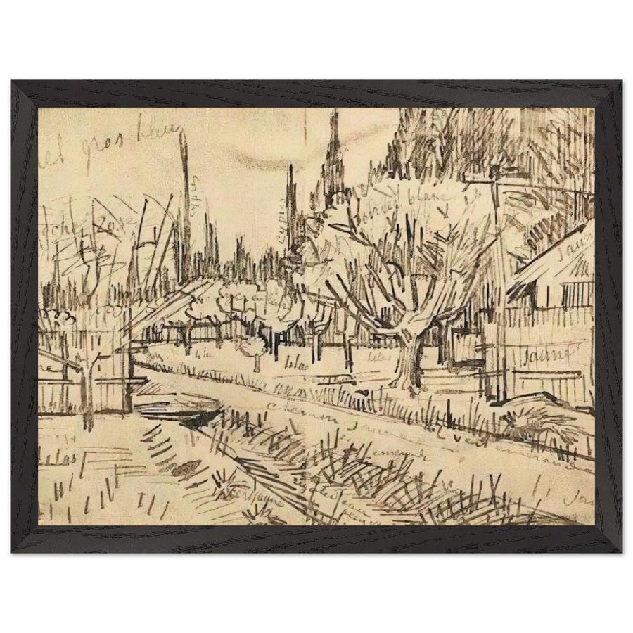 Orchard Surrounded by Cypresses by Vincent van Gogh — Framed art print at Zephyeer