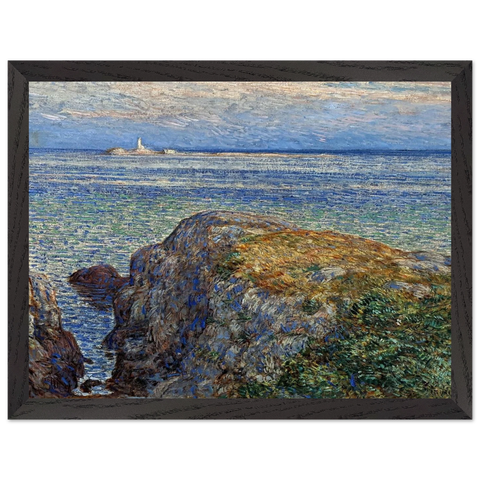 White island light isles of shoals at sundown by Childe Hassam — Framed art print at Zephyeer