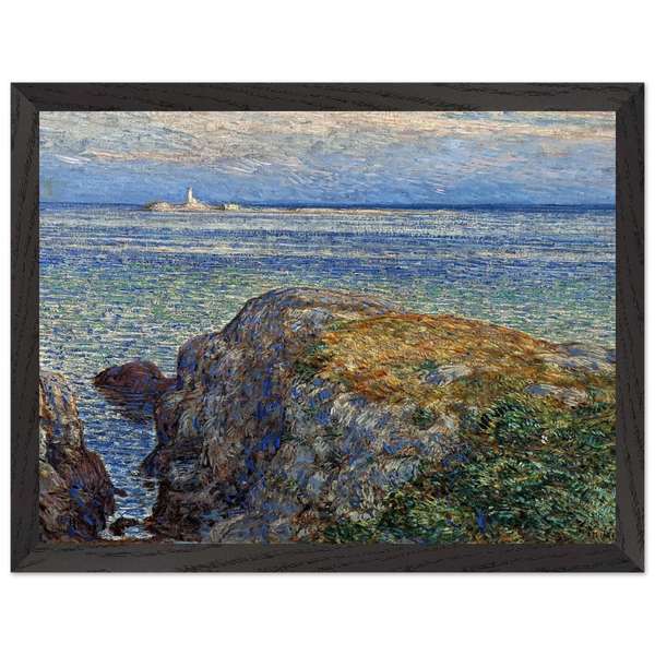 White island light isles of shoals at sundown by Childe Hassam — Framed art print at Zephyeer