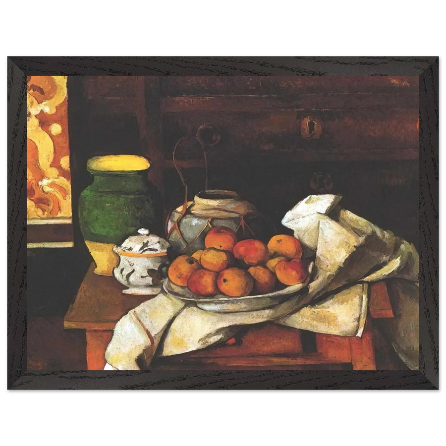 Still life in front of a chest of drawers by Paul Cézanne — Framed art print at Zephyeer