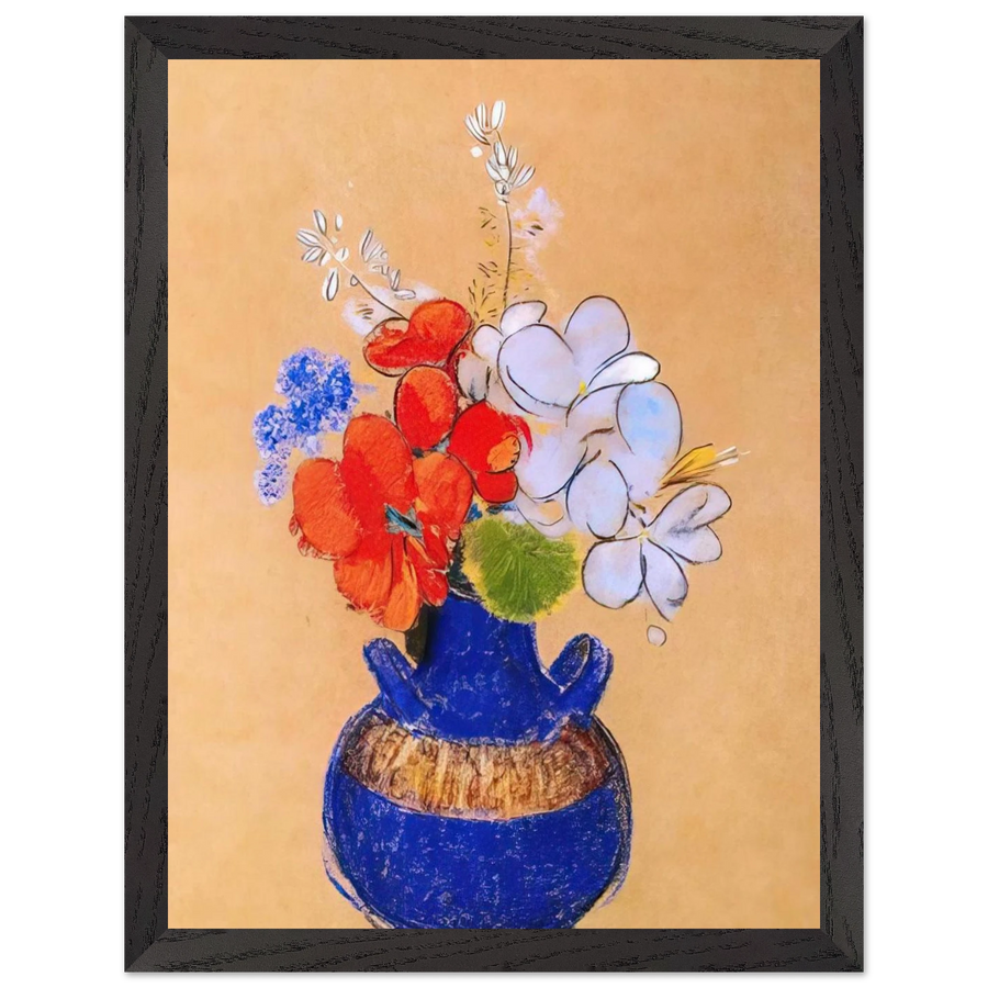 FLOWERS IN A BLUE VASE 1 by Odilon Redon — Framed art print at Zephyeer
