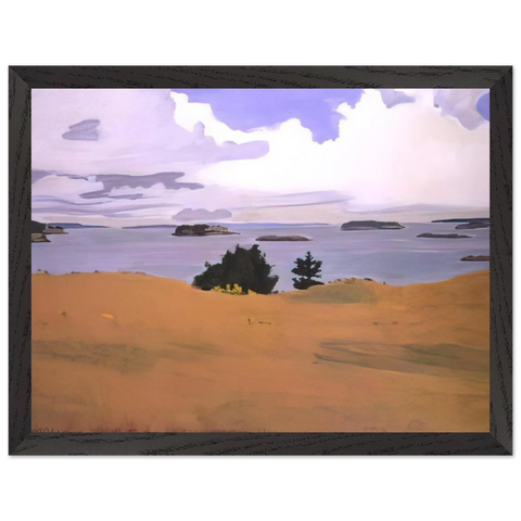 PENOBSCOT BAY WITH YELLOW FIELD 1968 by Fairfield Porter — Framed art print at Zephyeer