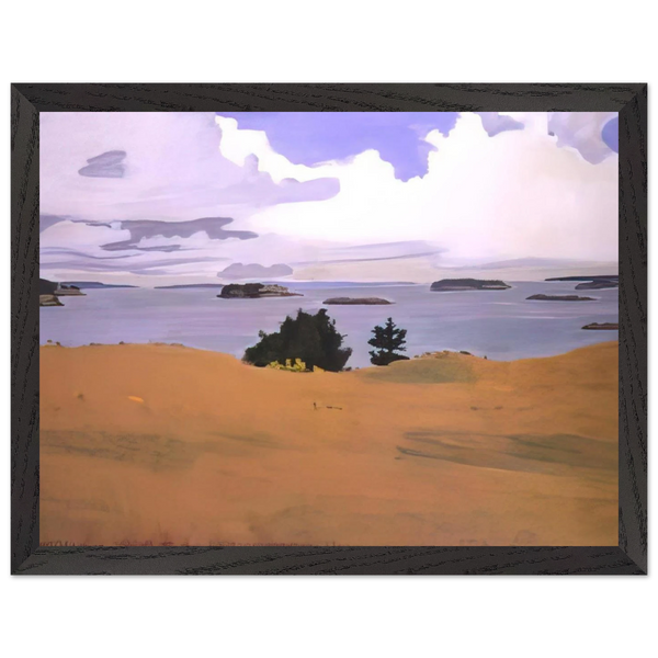 PENOBSCOT BAY WITH YELLOW FIELD 1968 by Fairfield Porter — Framed art print at Zephyeer