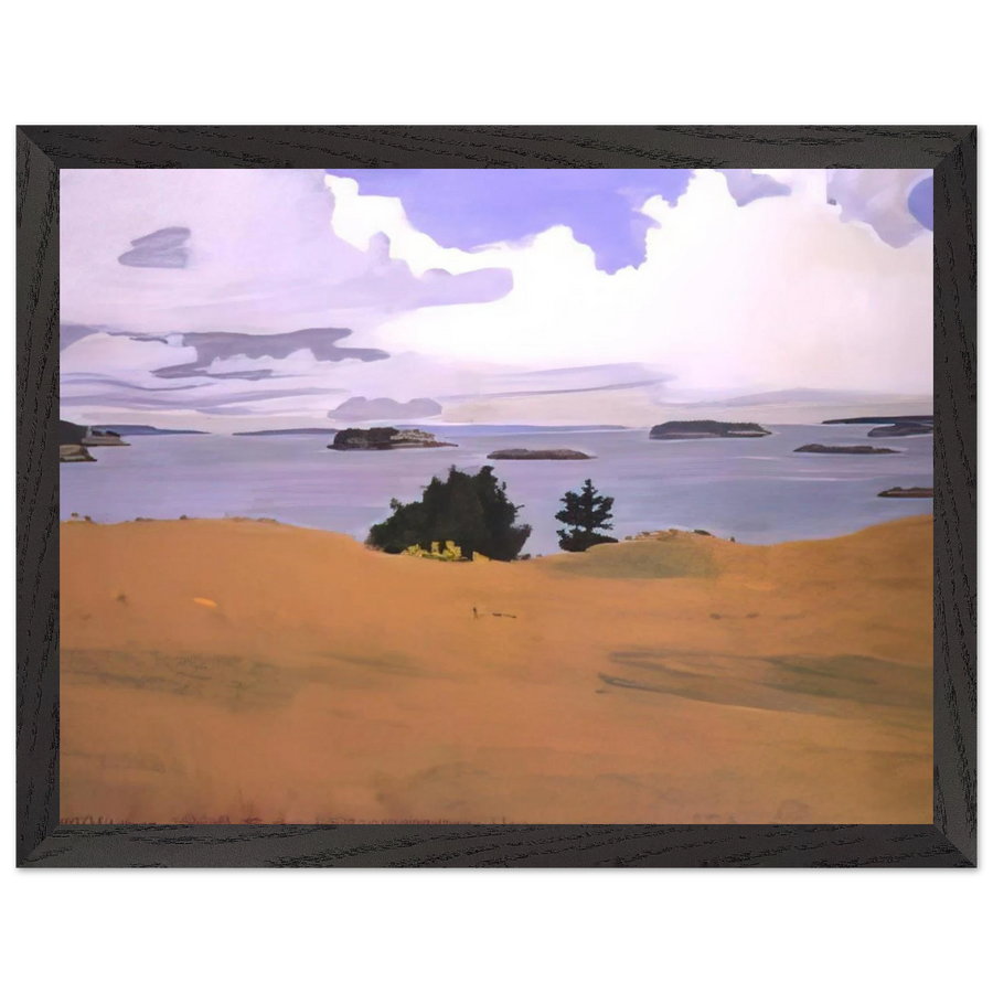 PENOBSCOT BAY WITH YELLOW FIELD 1968 by Fairfield Porter — Framed art print at Zephyeer