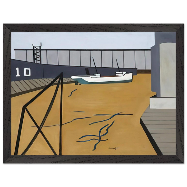 Boat and Grain Elevators - 1942 by Ralston Crawford — Framed art print at Zephyeer