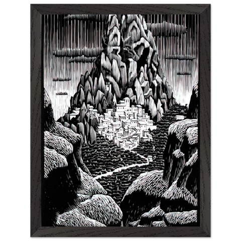 PENTEDATTIO CALABRIA JANUARY 1930 1930 by MC Escher — Framed art print at Zephyeer