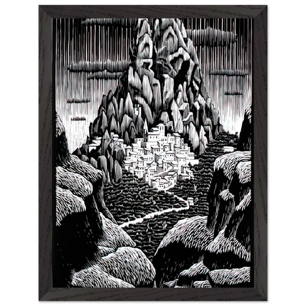 PENTEDATTIO CALABRIA JANUARY 1930 1930 by MC Escher — Framed art print at Zephyeer