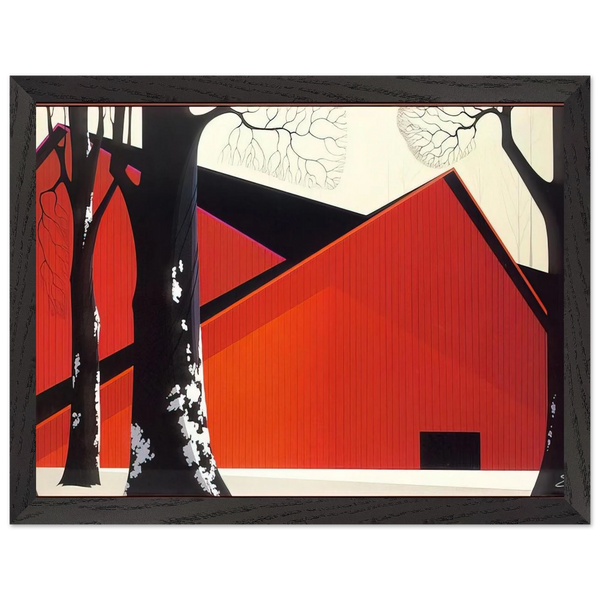 The Great Red Barn by Eyvind Earle — Framed art print at Zephyeer