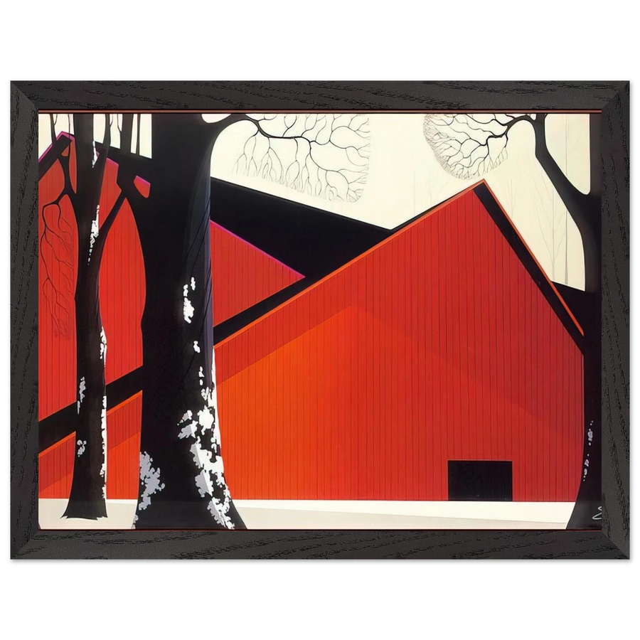 The Great Red Barn by Eyvind Earle — Framed art print at Zephyeer