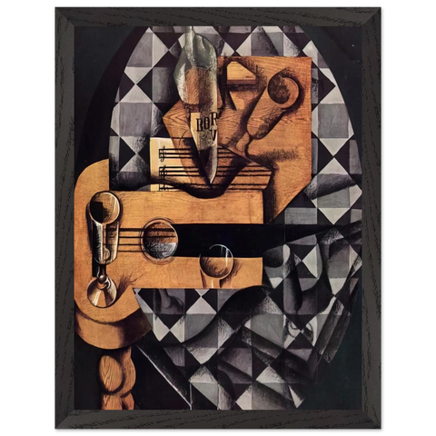 GUITAR BOTTLE AND GLASS 1914 by Juan Gris — Framed art print at Zephyeer