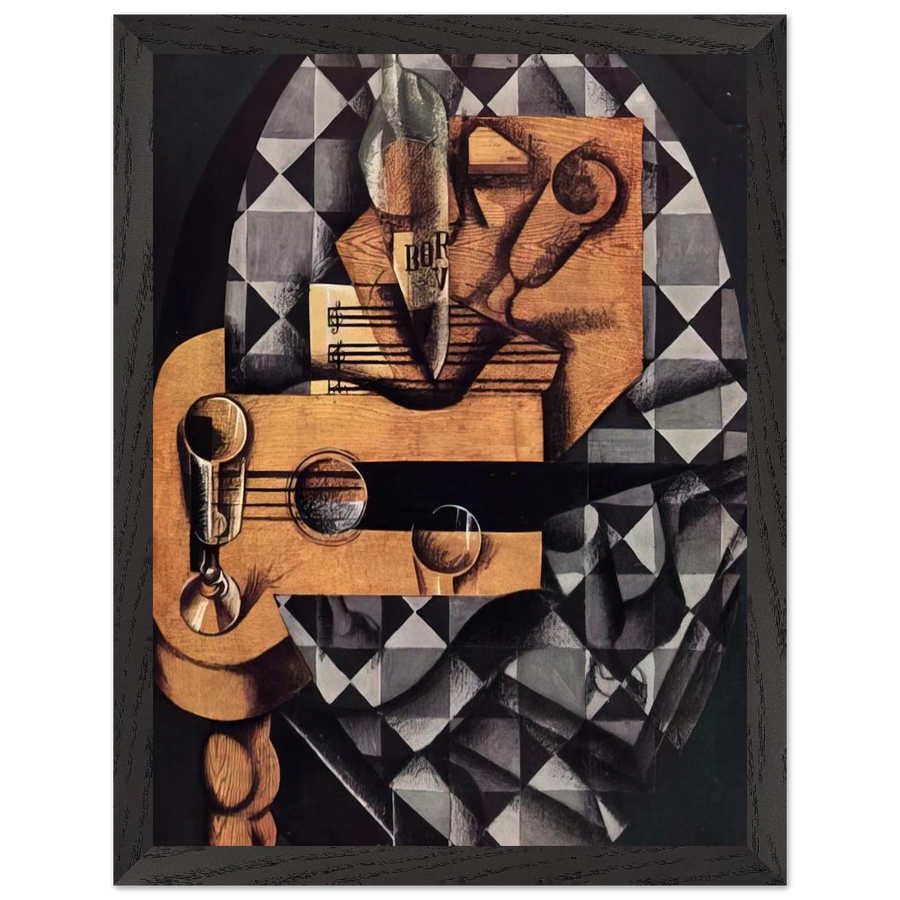 GUITAR BOTTLE AND GLASS 1914 by Juan Gris — Framed art print at Zephyeer