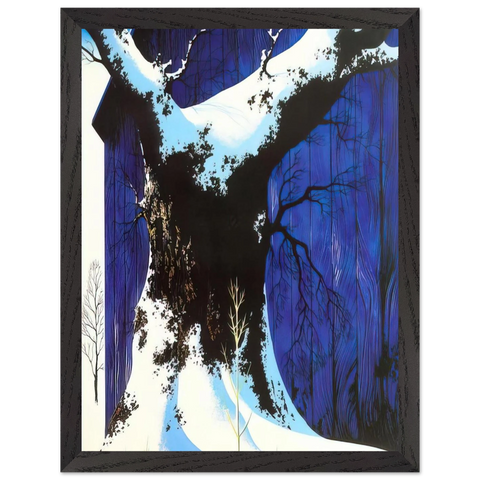 Blue Barn and Snow by Eyvind Earle — Framed art print at Zephyeer