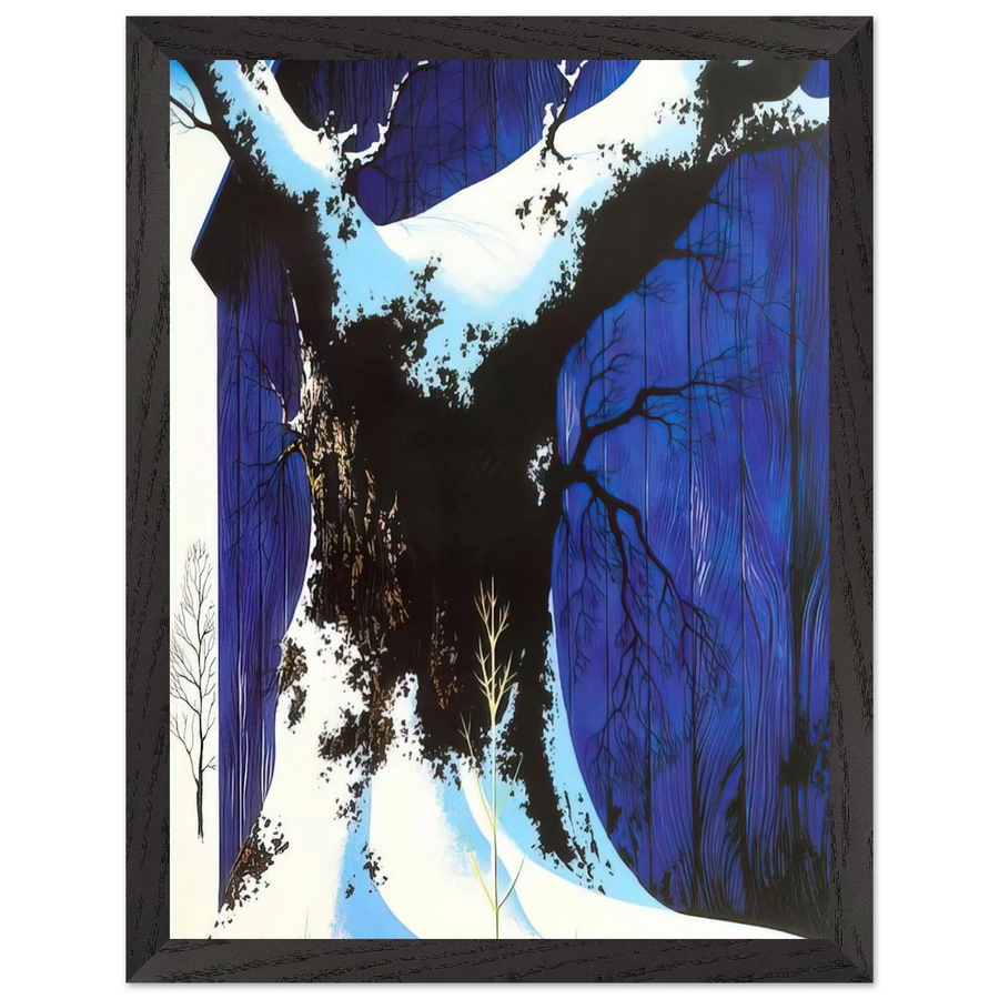 Blue Barn and Snow by Eyvind Earle — Framed art print at Zephyeer