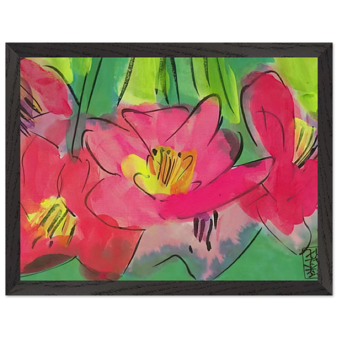 The Pinkest Flowers - Naïve Art Primitivism, Pop Art by Walasse Ting — Framed art print at Zephyeer