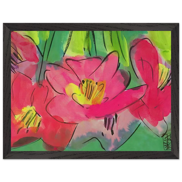 The Pinkest Flowers - Naïve Art Primitivism, Pop Art by Walasse Ting — Framed art print at Zephyeer