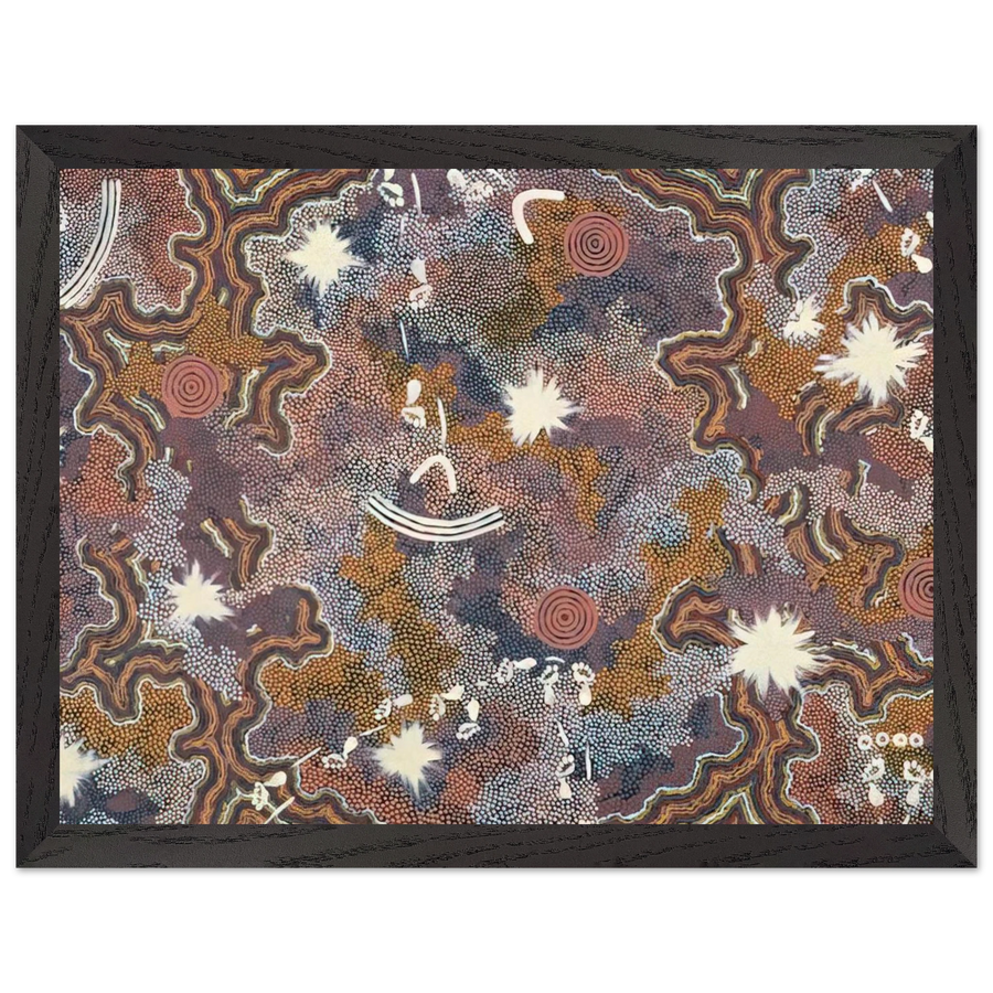 Ngarlu Red Hill - 1990 by Clifford Possum Tjapaltjarri — Framed art print at Zephyeer