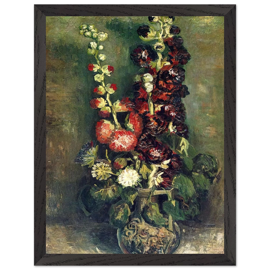 Vase of Hollyhocks by Vincent van Gogh — Framed art print at Zephyeer