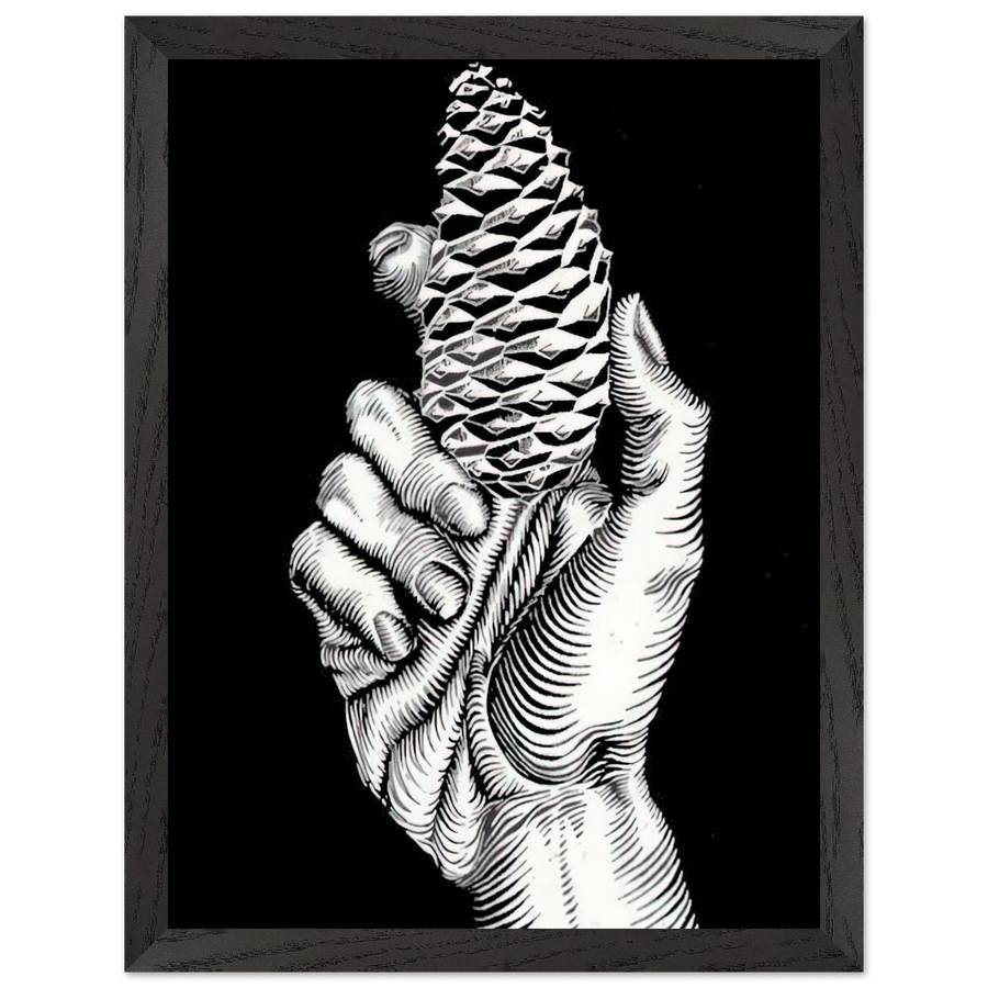 HAND WITH FIR CONE by MC Escher — Framed art print at Zephyeer