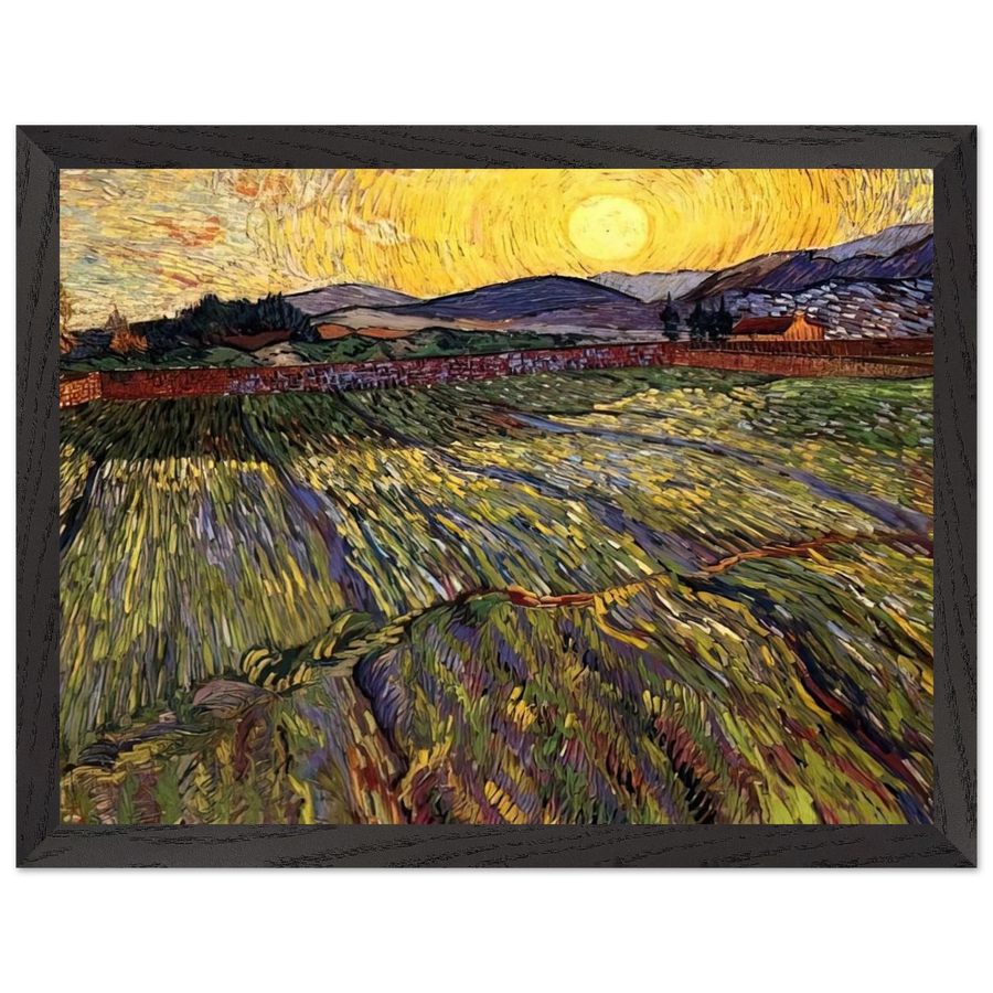 Wheat Field with Rising Sun by Vincent van Gogh — Framed art print at Zephyeer