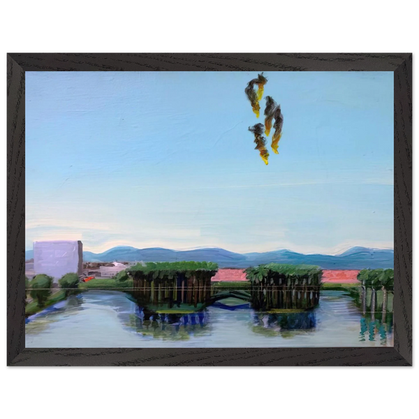 Echo Park Falling Angels - 1974 by Carlos Almaraz — Framed art print at Zephyeer