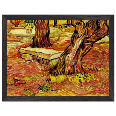 The Stone Bench in the Garden at Saint-Paul Hospital by Vincent van Gogh — Framed art print at Zephyeer