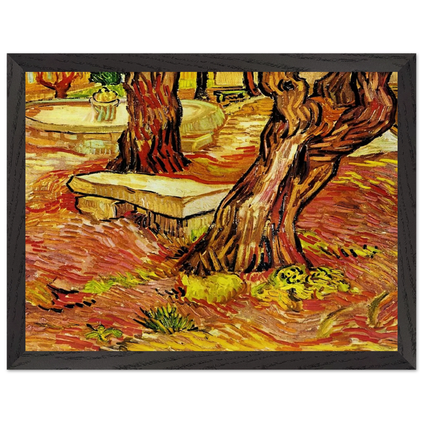 The Stone Bench in the Garden at Saint-Paul Hospital by Vincent van Gogh — Framed art print at Zephyeer