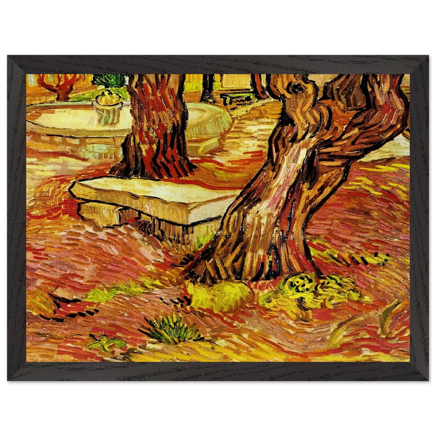 The Stone Bench in the Garden at Saint-Paul Hospital by Vincent van Gogh — Framed art print at Zephyeer