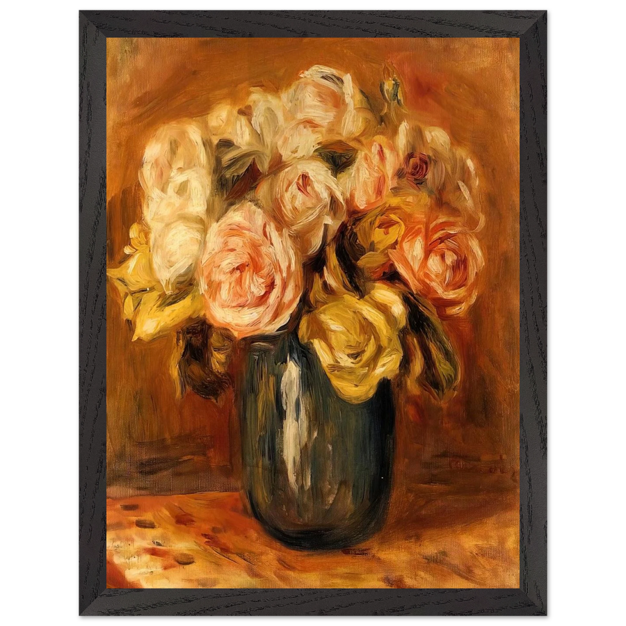 Roses in a Blue Vase by Pierre-Auguste Renoir — Framed art print at Zephyeer