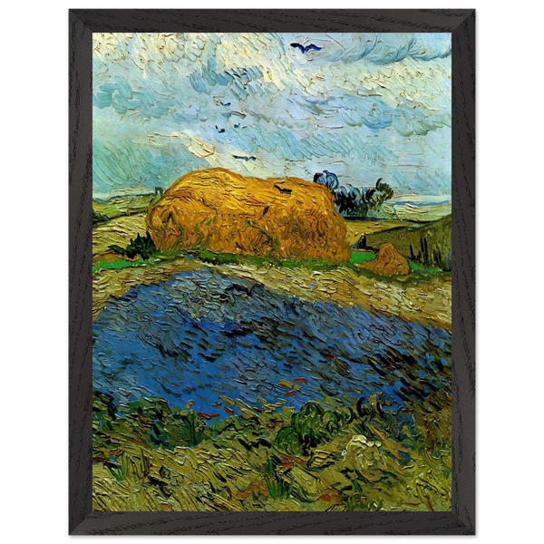 Haystack under a Rainy Sky by Vincent van Gogh — Framed art print at Zephyeer