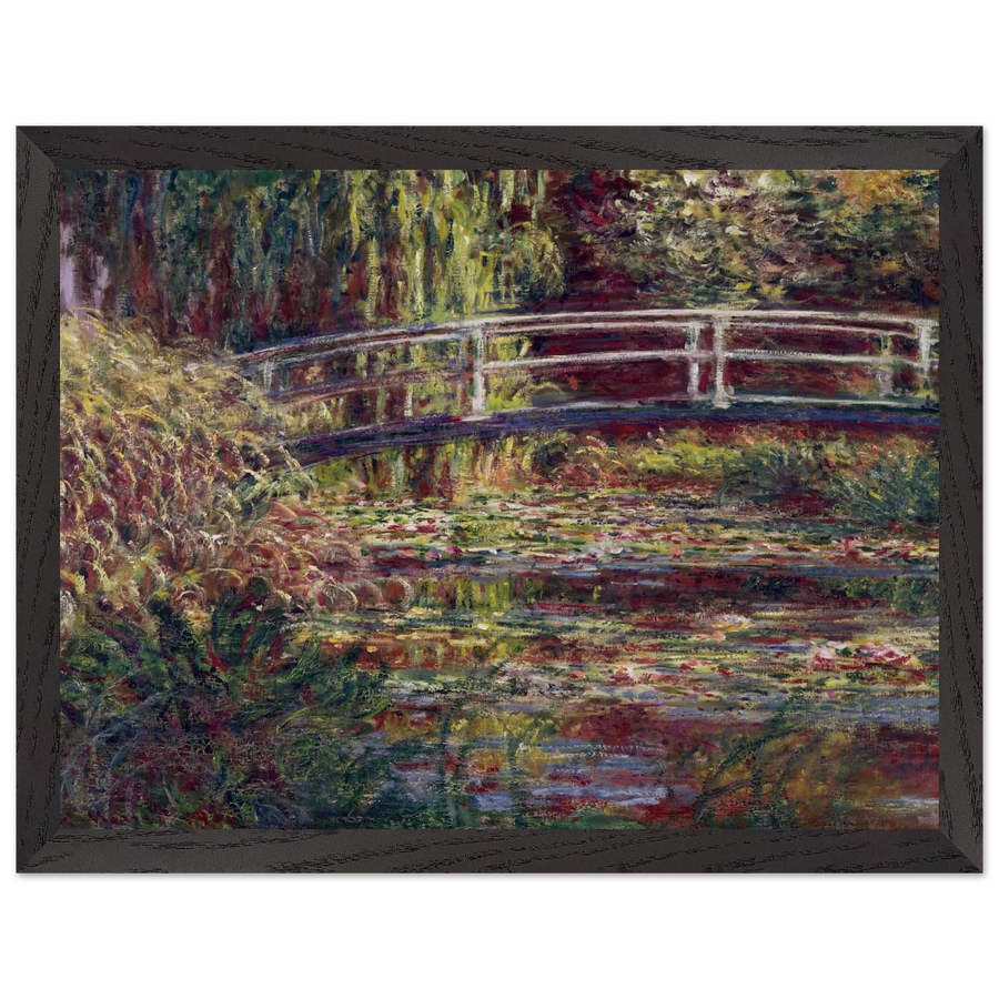 The Japanese Bridge The Water-Lily Pond, Symphony in Rose by Claude Monet — Framed art print at Zephyeer