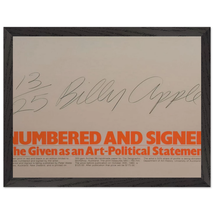 Numbered and Signed - 1980 by Billy Apple — Framed art print at Zephyeer