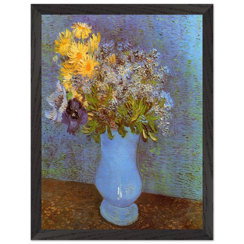 Vase with Lilacs, Daisies and Anemones by Vincent van Gogh — Framed art print at Zephyeer