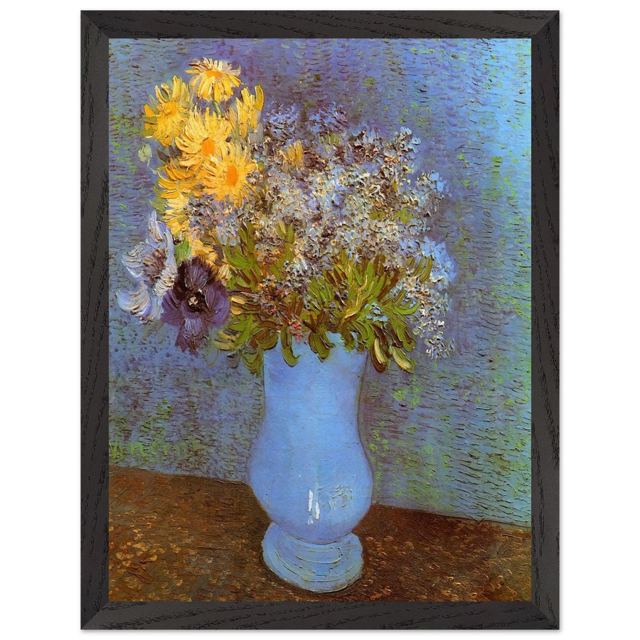Vase with Lilacs, Daisies and Anemones by Vincent van Gogh — Framed art print at Zephyeer