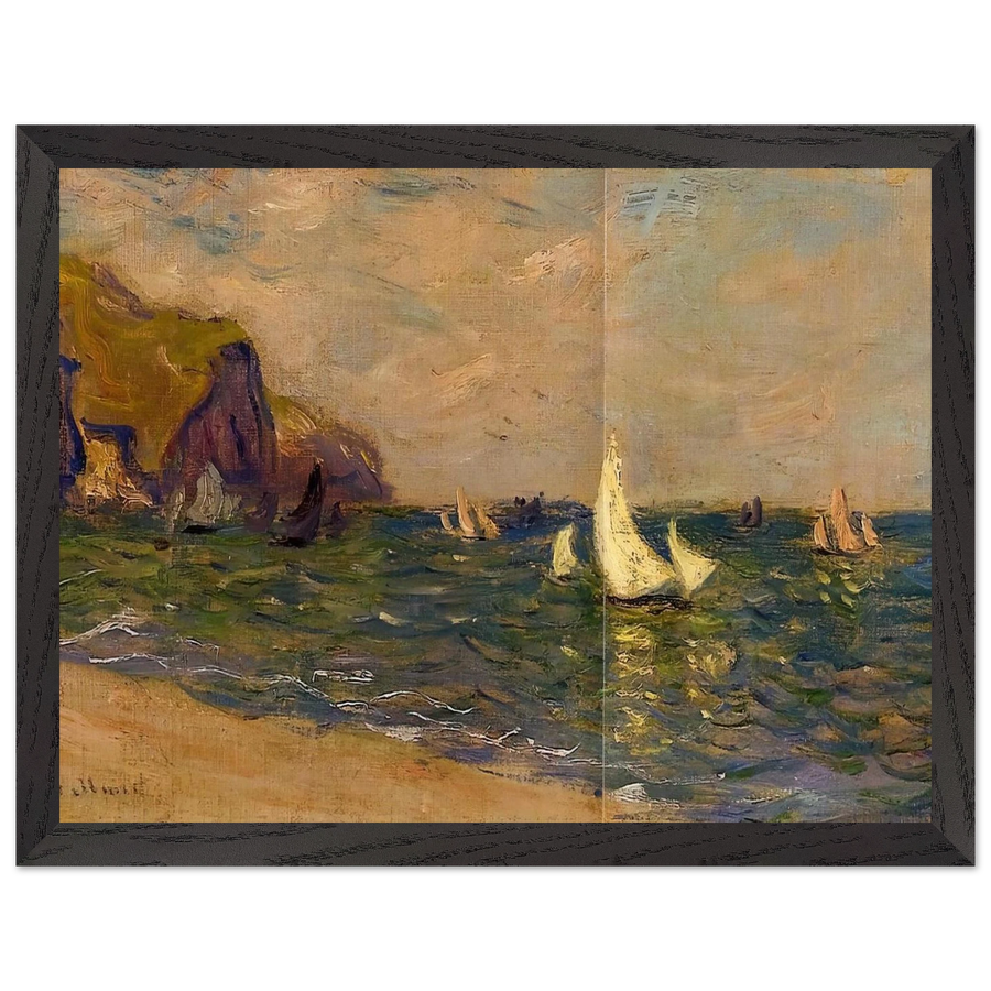 Sailboats at Sea, Pourville by Claude Monet — Framed art print at Zephyeer
