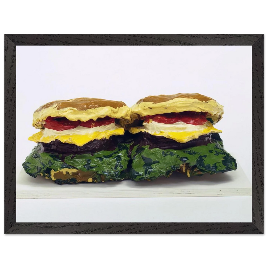 TWO CHEESEBURGERS WITH EVERYTHING DUAL HAMBURGERS 1962 by Claes Oldenburg — Framed art print at Zephyeer