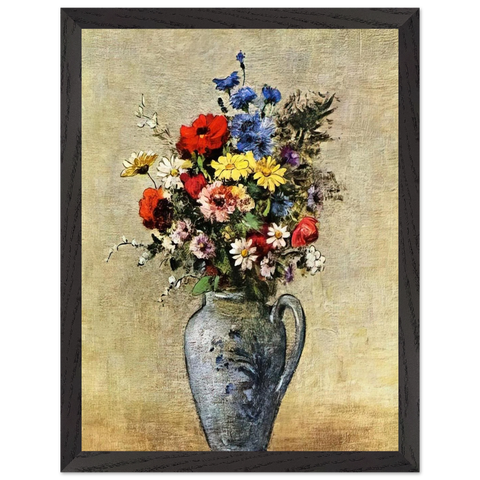 FLOWERS IN A VASE WITH ONE HANDLE by Odilon Redon — Framed art print at Zephyeer