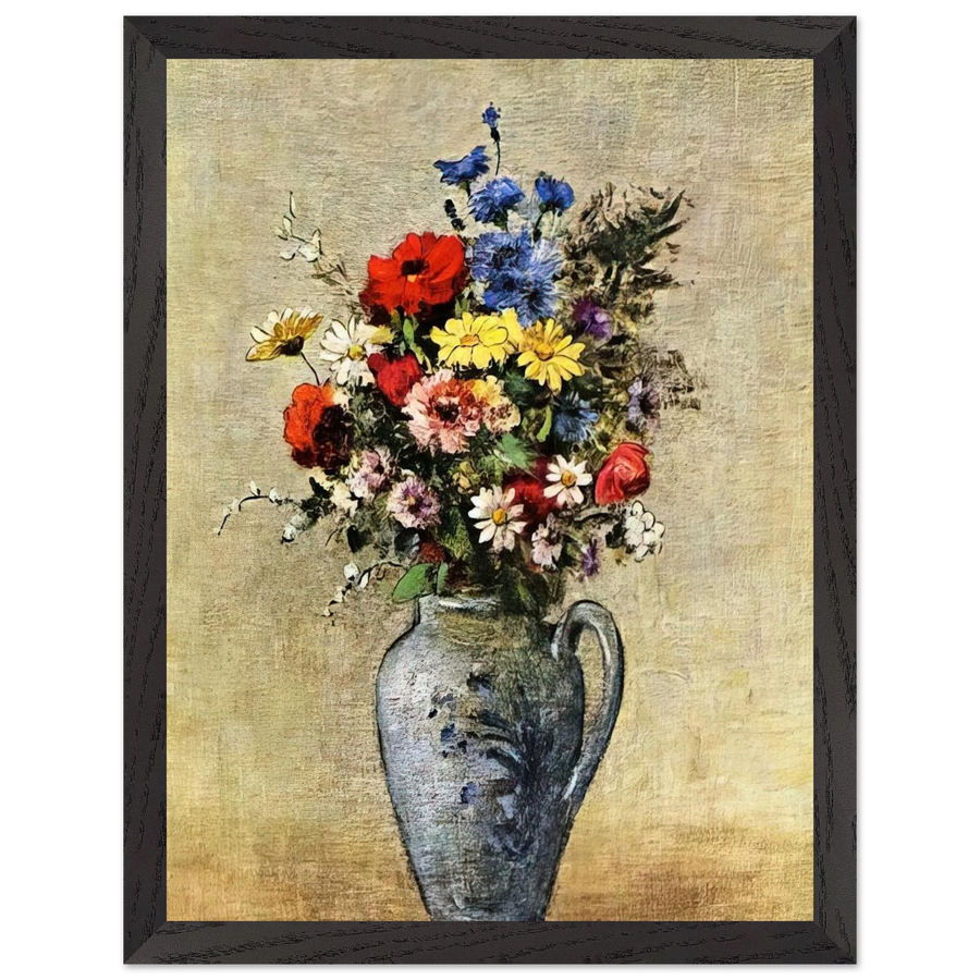 FLOWERS IN A VASE WITH ONE HANDLE by Odilon Redon — Framed art print at Zephyeer