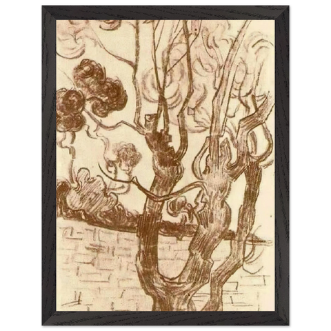 Treetop Seen against the Wall of the Asylum by Vincent van Gogh — Framed art print at Zephyeer