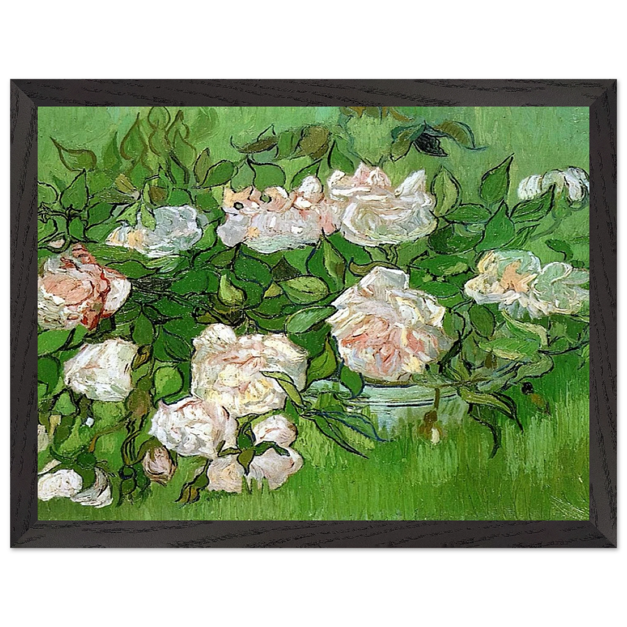 Still Life - Pink Roses by Vincent van Gogh — Framed art print at Zephyeer