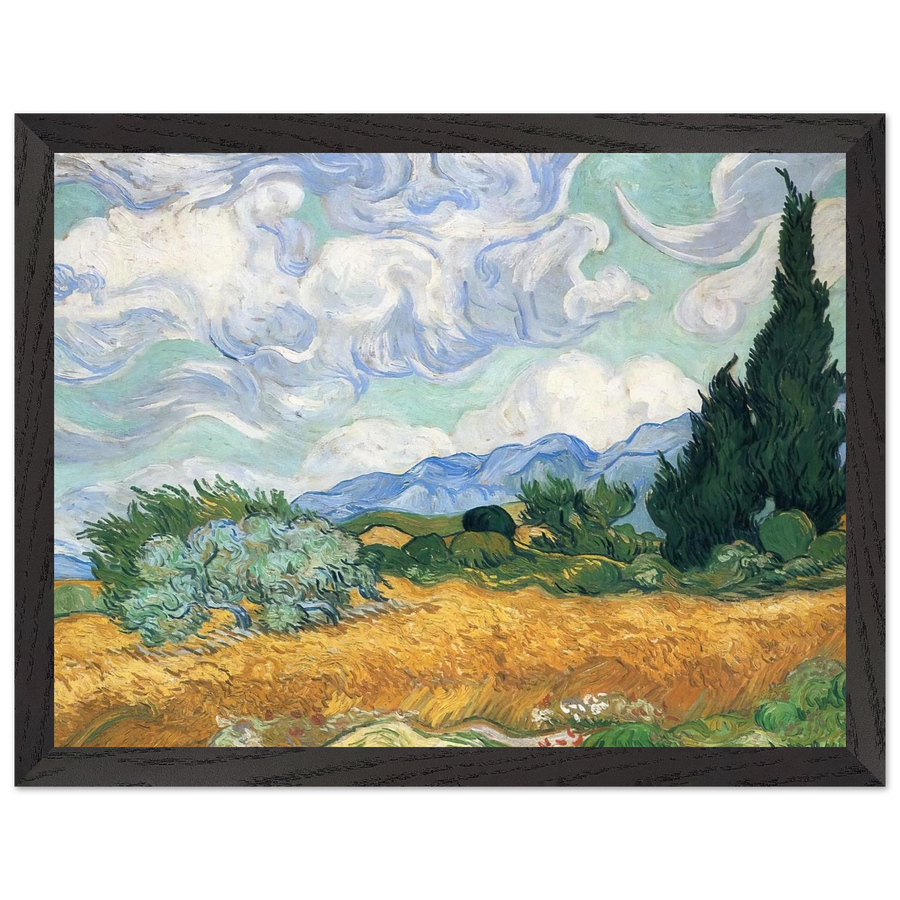 Wheatfield with cypress tree by Vincent van Gogh — Framed art print at Zephyeer