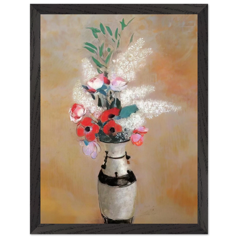 BOUQUET WITH WHITE LILIES IN A JAPANESE VASE by Odilon Redon — Framed art print at Zephyeer