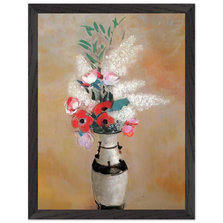 BOUQUET WITH WHITE LILIES IN A JAPANESE VASE by Odilon Redon — Framed art print at Zephyeer