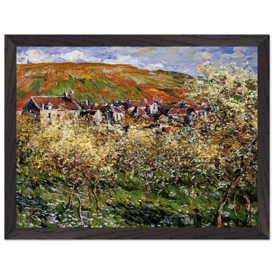Plum Trees in Blossom at Vetheuil by Claude Monet — Framed art print at Zephyeer