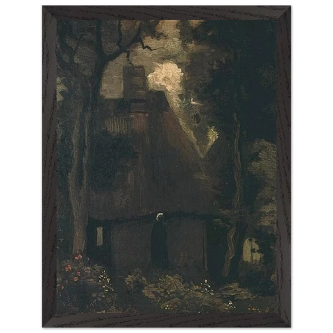 Cottage with Trees and Peasant Woman by Vincent van Gogh — Framed art print at Zephyeer