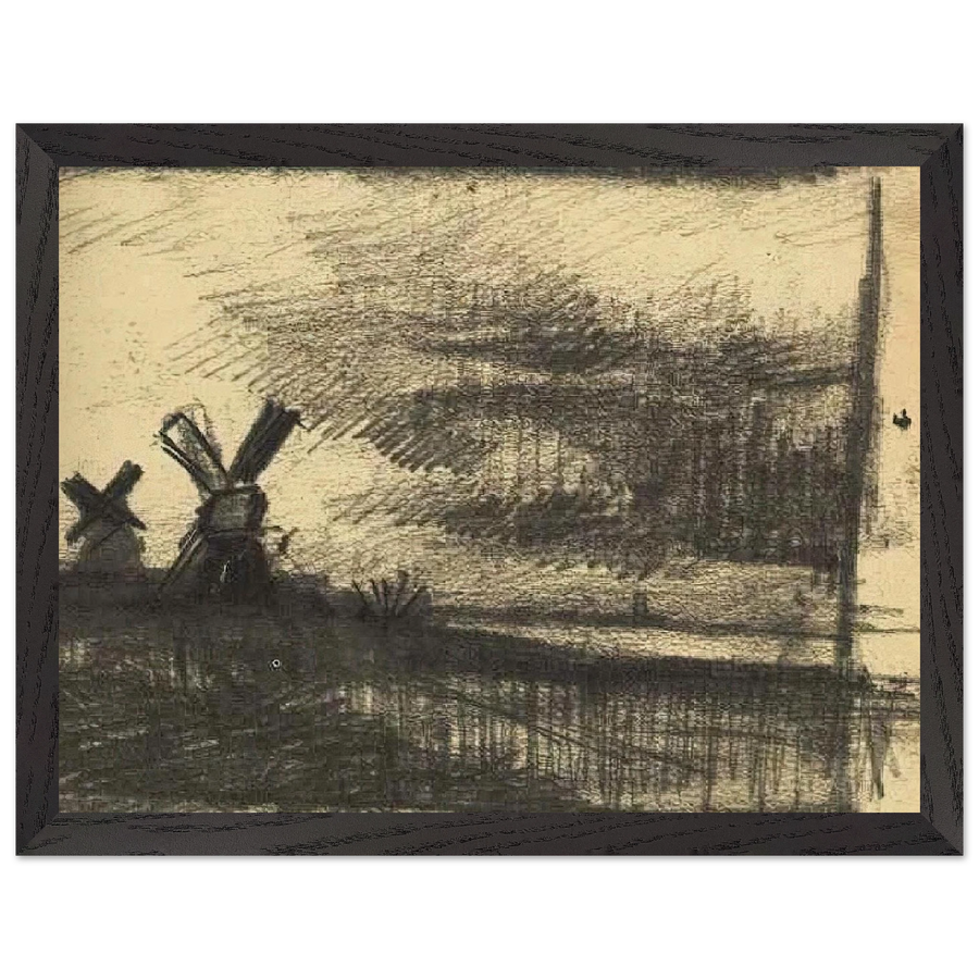 Mills in the Neighbourhood of Dordrecht by Vincent van Gogh — Framed art print at Zephyeer