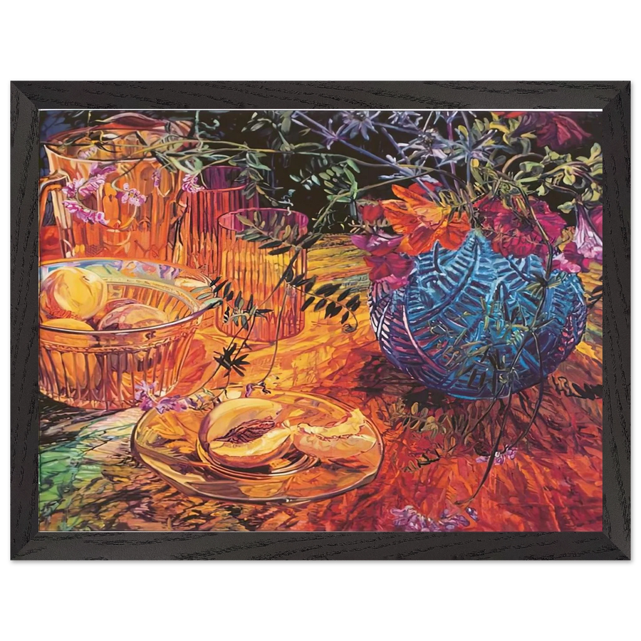 CUT PEACH BLUE VASE 1993 by Janet Fish — Framed art print at Zephyeer