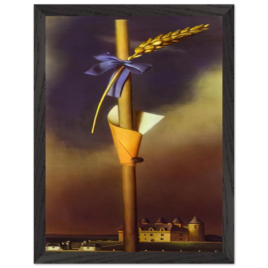 BLUE KNOT AND EAR OF WHEAT NEXT TO THE CASTLE by Salvador Dali — Framed art print at Zephyeer