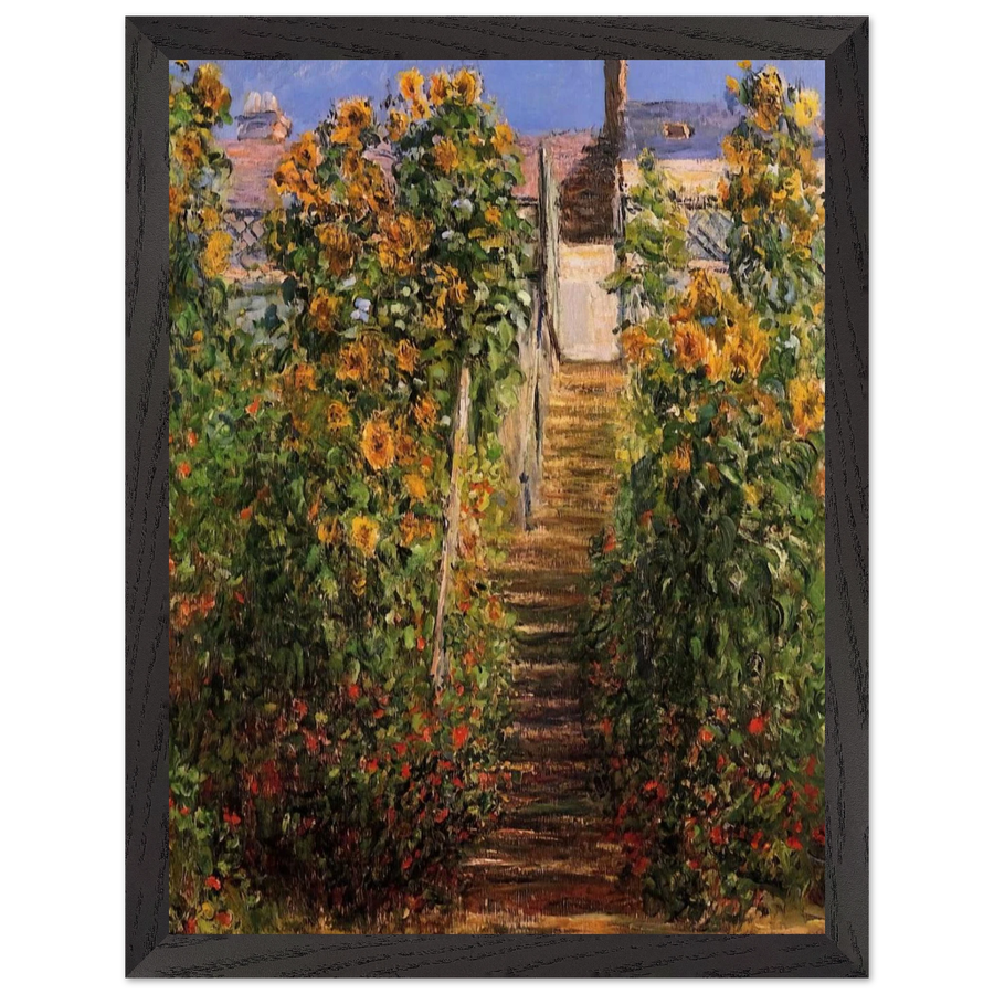 The Steps at Vetheuil by Claude Monet — Framed art print at Zephyeer