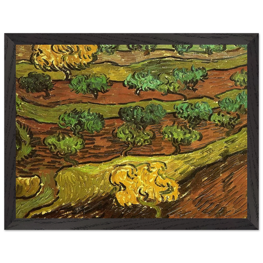 Olive Trees against a Slope of a Hill by Vincent van Gogh — Framed art print at Zephyeer